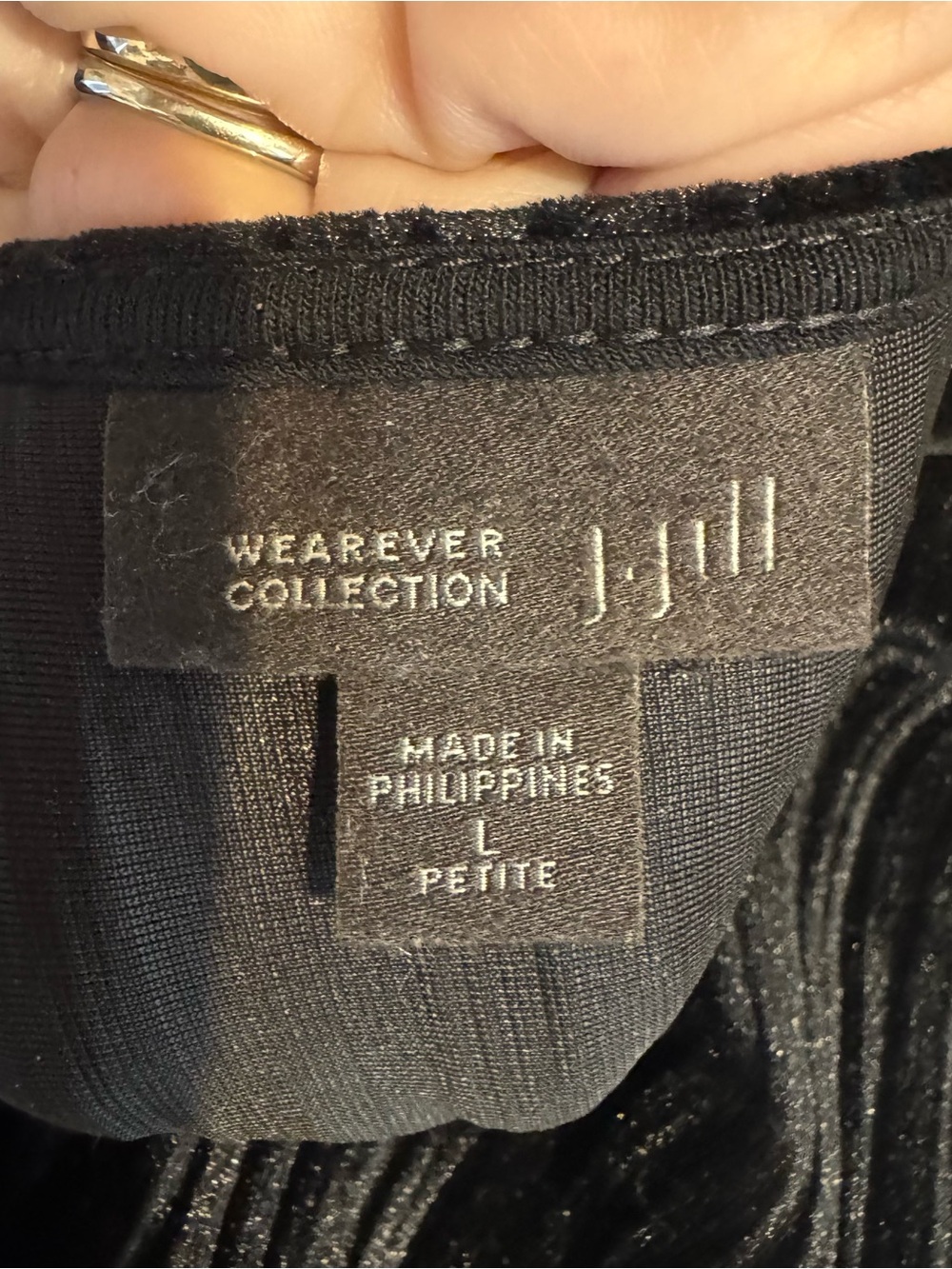J. Jill GORGEOUS Black Velvet/Velour Long-Sleeve Ribbed Top LARGE/PETITE #U - Picture 6 of 6